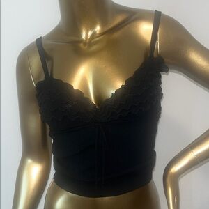 Emporio Armani Black Ruffle Knitwear Top